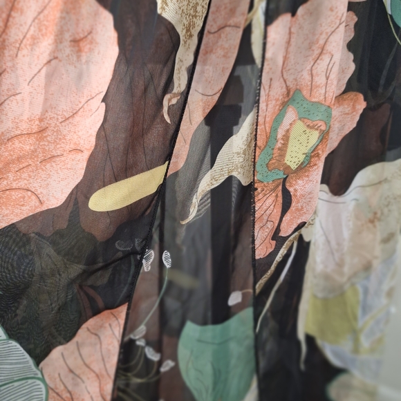 Black Floral Negligee  Size Med - Picture 4 of 7